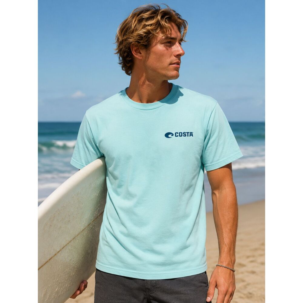 Costa Mint Green Performance Fishing T Shirt Men's Medium Logo Tee